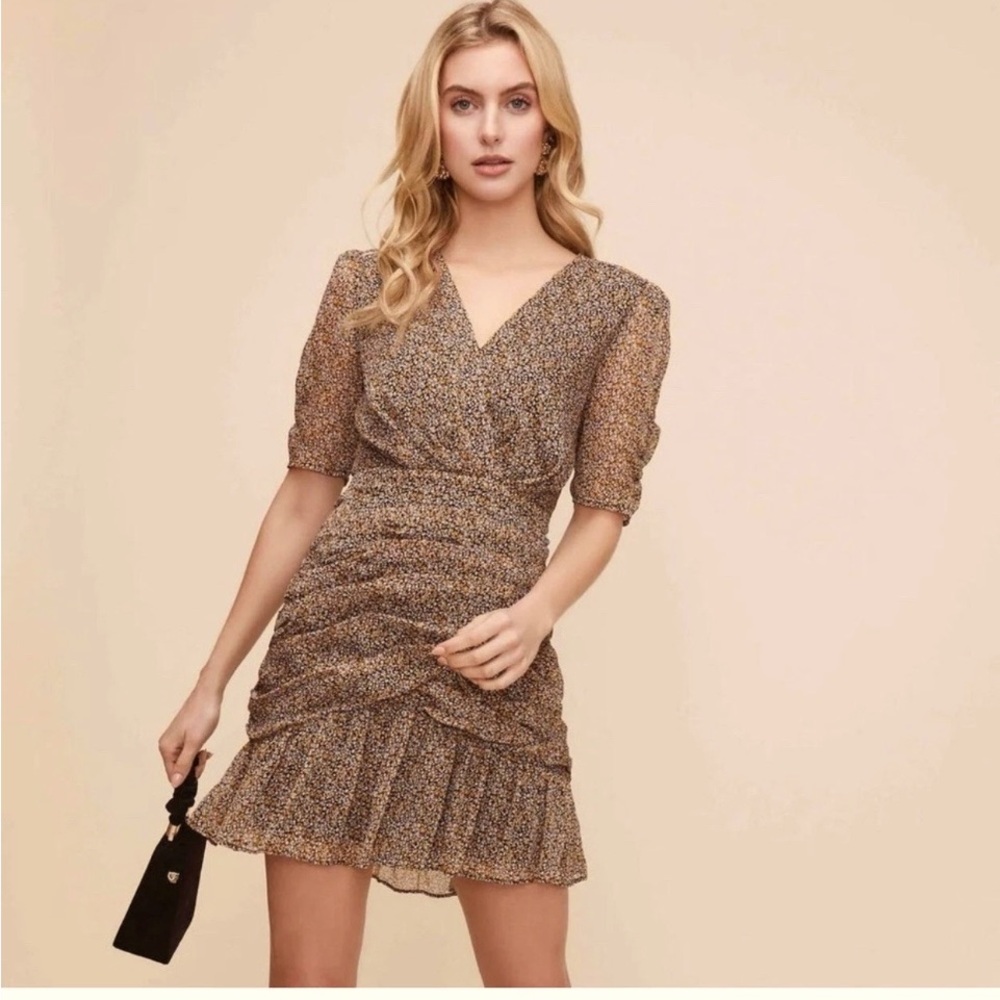 ASTR The Label Floral Print Shirred Mini Dress Garden Girl Coquette